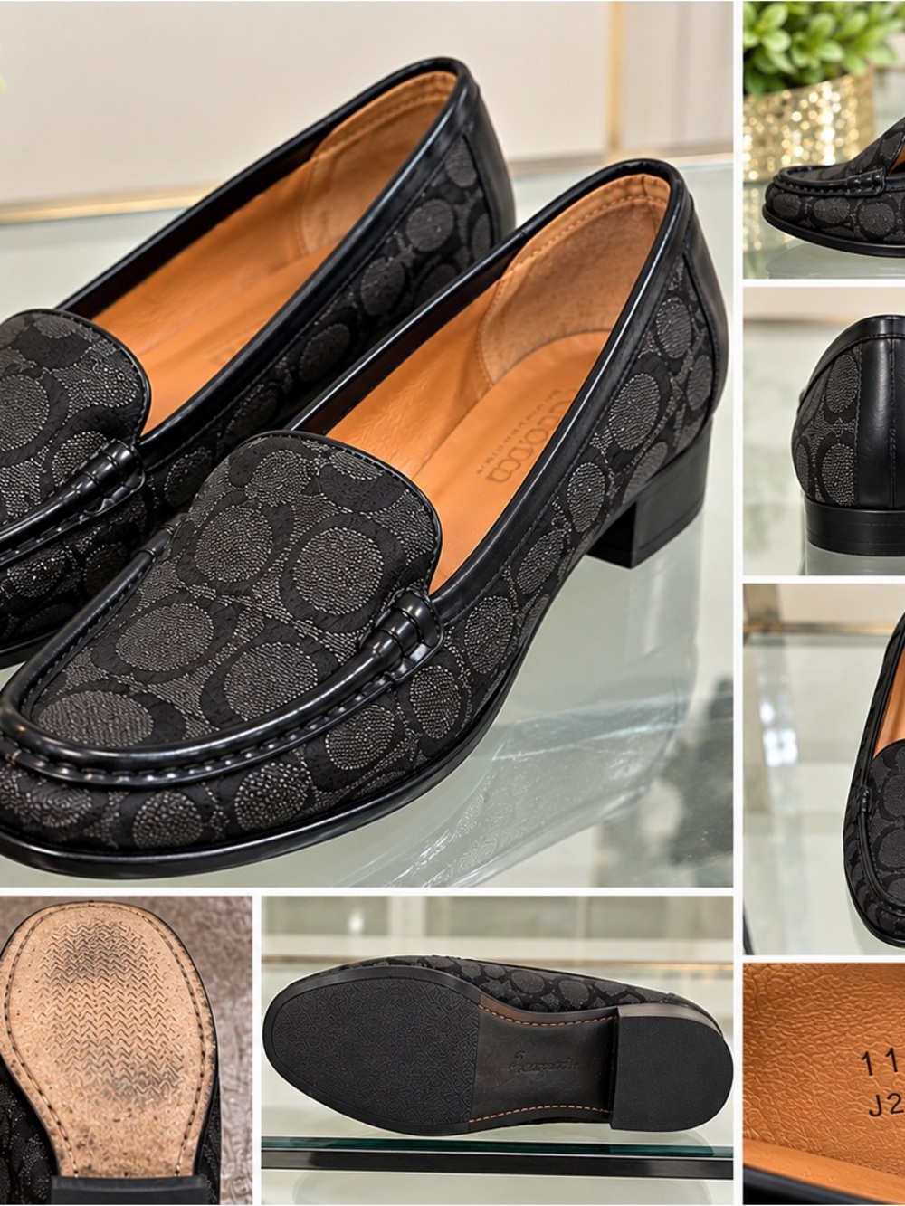 Vintage Coach Vance Signature Black Jacquard Loafers Women’s 11B J293